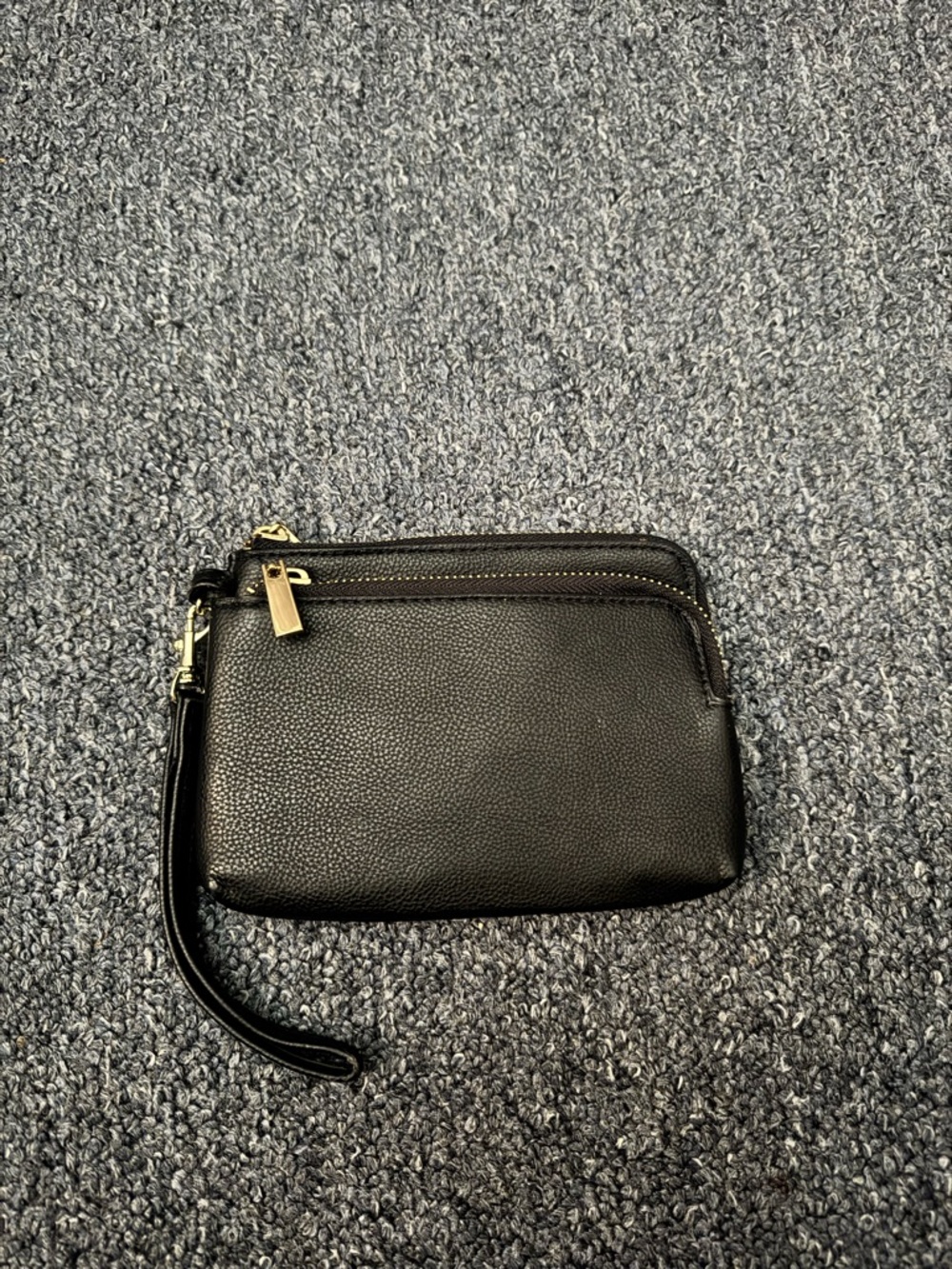 Black Double-Compartment Wristlet